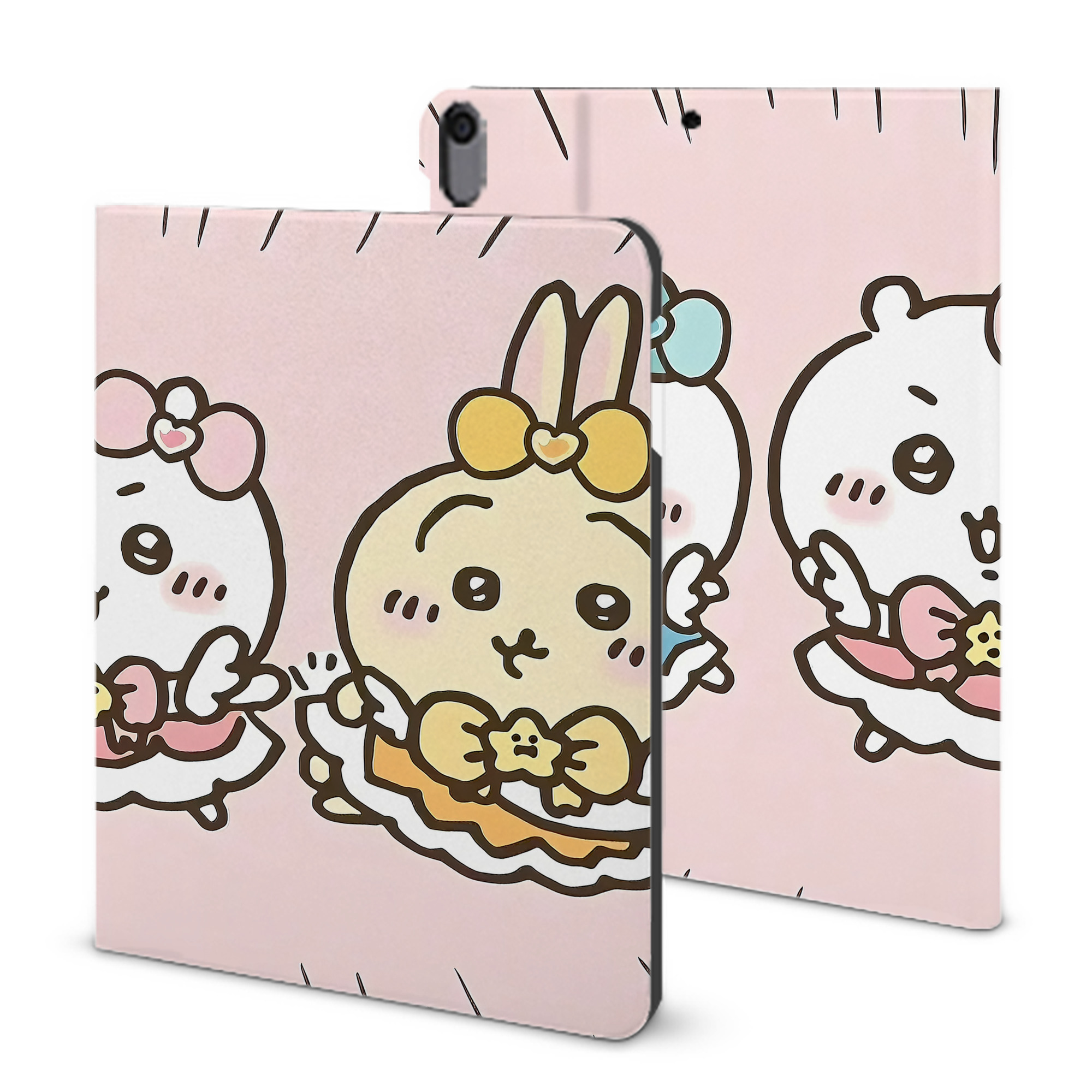 （画像用） ちいかわ Chii-kawa IPad ケース ブック型 PUレザー TPU 耐衝撃 軽量 薄型 ペン収納なし 全面保護 IPad 各モデル対応